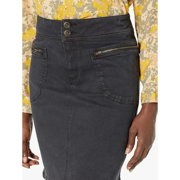 PRANA Women's Broadway Denim Pencil Skirt Size 2 Black Onyx Organic Stretch NWT - Picture 2 of 10